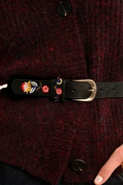 Molly Bracken Embroidered Belt Black