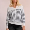 Molly Bracken Knit Striped Sweater White/Navy