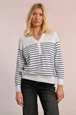 Molly Bracken Knit Striped Sweater White/Navy