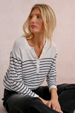 Molly Bracken Knit Striped Sweater White/Navy