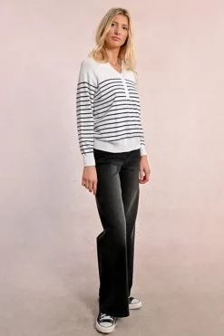 Molly Bracken Knit Striped Sweater White/Navy