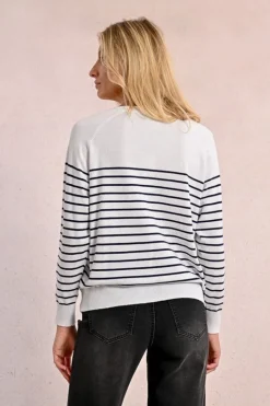 Molly Bracken Knit Striped Sweater White/Navy