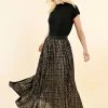Molly Bracken Long Pleated Skirt Black/Gold