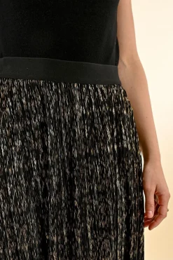 Molly Bracken Long Pleated Skirt Black/Gold