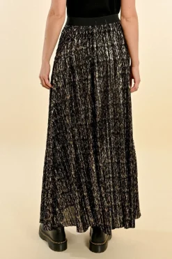 Molly Bracken Long Pleated Skirt Black/Gold