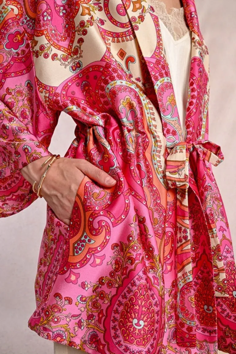 Molly Bracken Open Jacket Pink Print