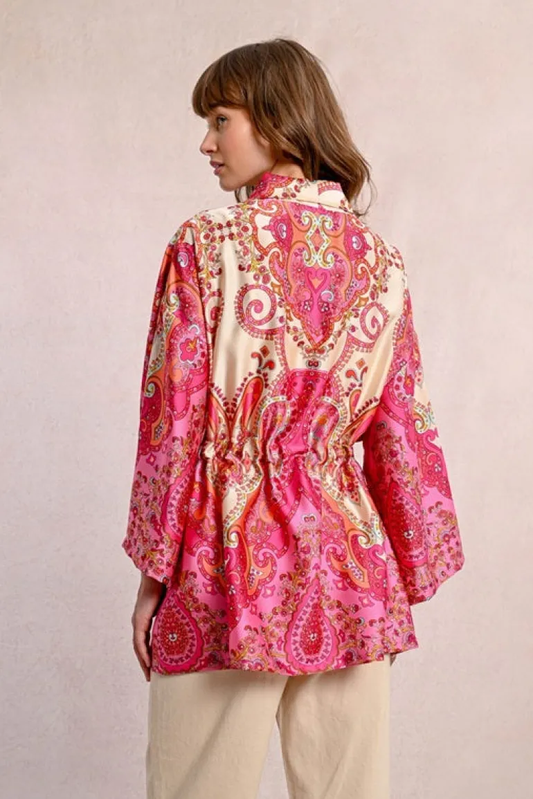 Molly Bracken Open Jacket Pink Print
