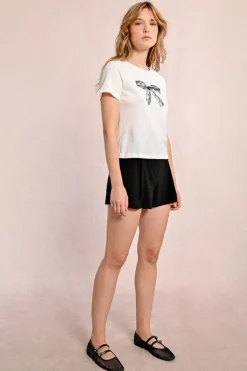 Molly Bracken Tee With Bow Detail Off-white