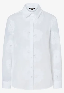 More & More Flower Embroidered Shirt White