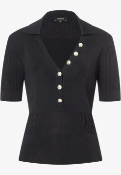 More & More Knit Top With Dec Buttons Black