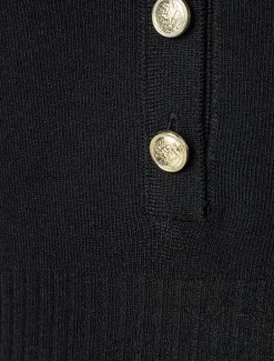 More & More Knit Top With Dec Buttons Black