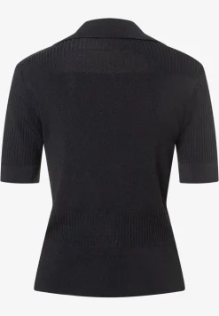 More & More Knit Top With Dec Buttons Black