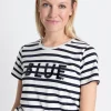 More & More Striped Tee With Sequin Lettering