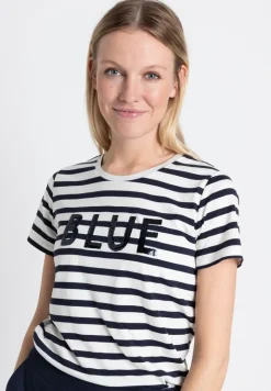 More & More Striped Tee With Sequin Lettering