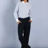 More & More Wide Leg Pinstripe Trousers Navy