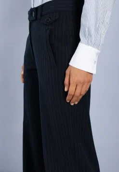 More & More Wide Leg Pinstripe Trousers Navy