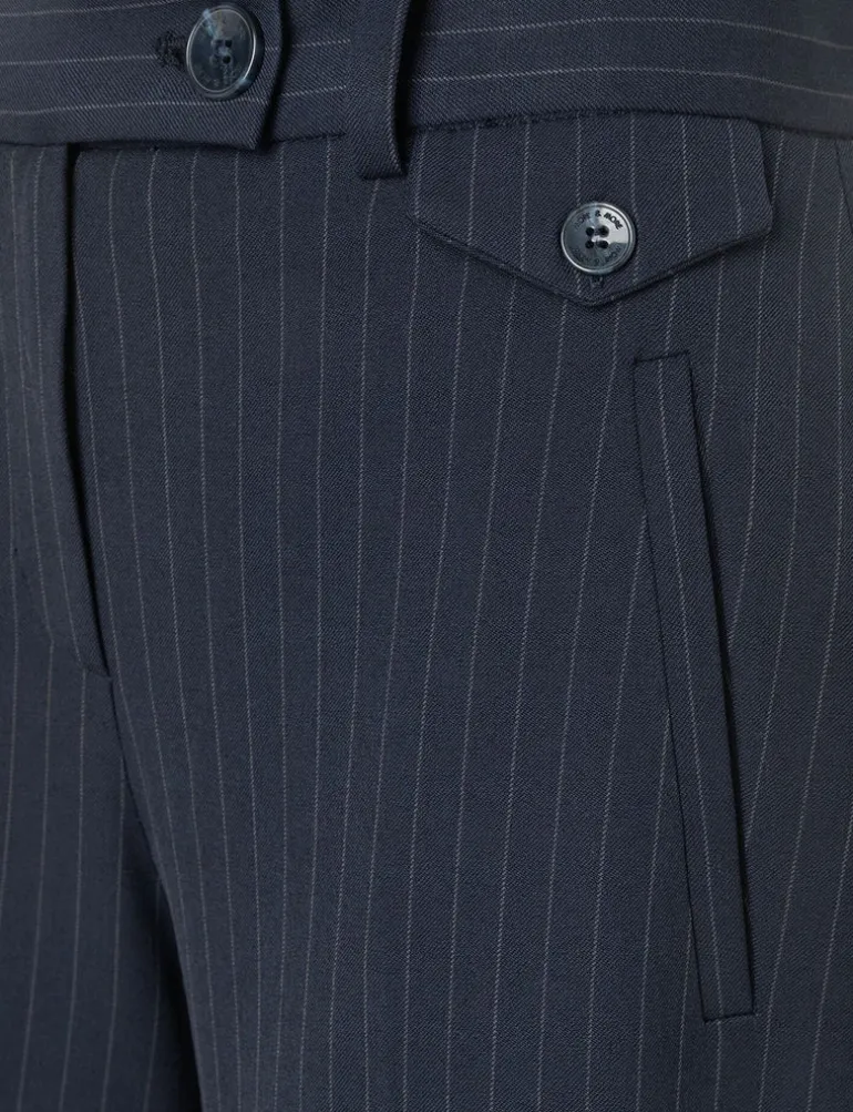 More & More Wide Leg Pinstripe Trousers Navy