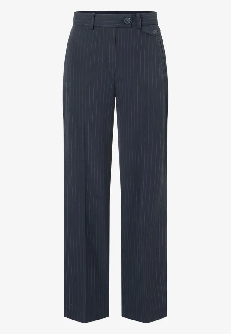 More & More Wide Leg Pinstripe Trousers Navy