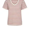 Mos Mosh Nani V-Neck Stripe Tee Ecru/Red