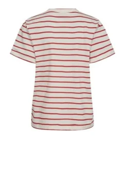 Mos Mosh Nani V-Neck Stripe Tee Ecru/Red