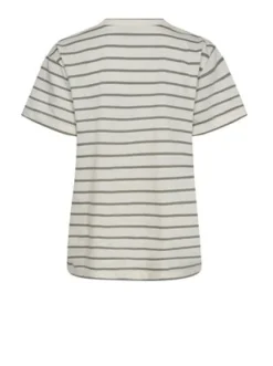 Mos Mosh Nani V-Neck Stripe Tee Ecru/Grey