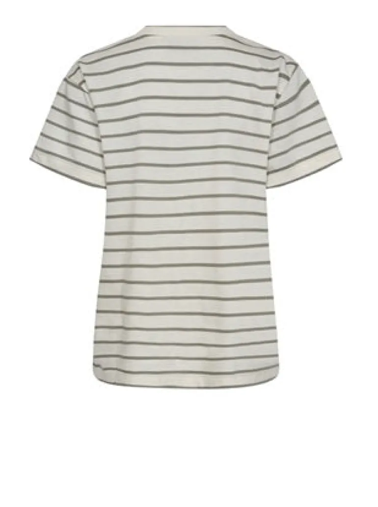 Mos Mosh Nani V-Neck Stripe Tee Ecru/Grey