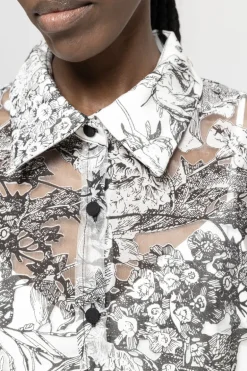 Nissa Floral Print Shirt Dress Black/White