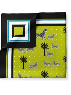 Ortigia Small Silk Square Scarf Green Print