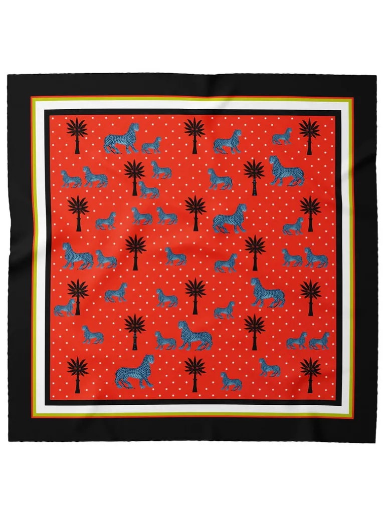 Ortigia Small Silk Square Scarf Red
