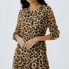 Oui Animal Print Dress Camel