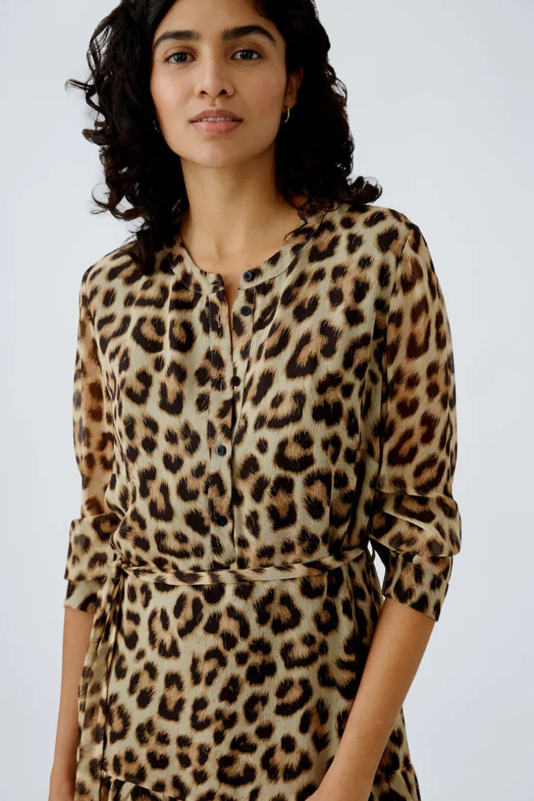 Oui Animal Print Dress Camel