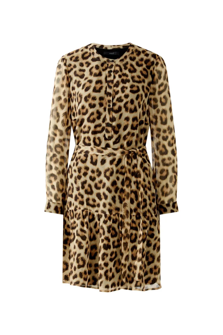 Oui Animal Print Dress Camel