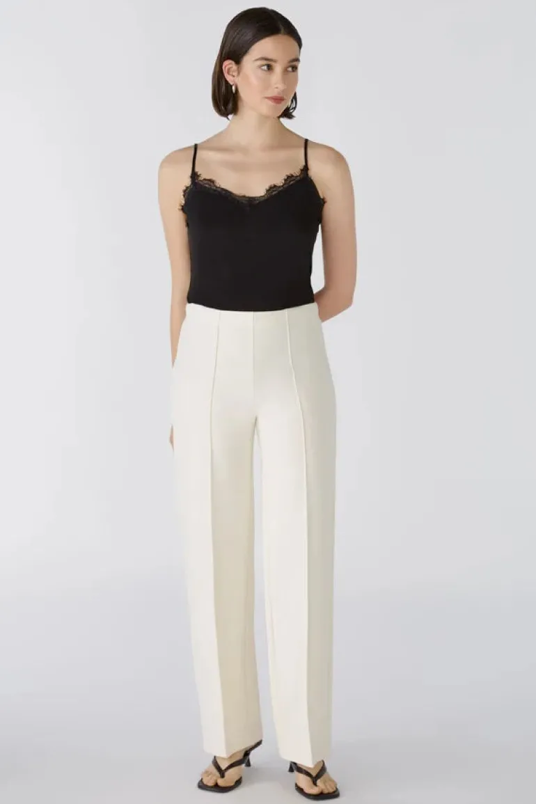 Oui Jersey Trousers Offwhite