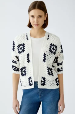 Oui Knit Cardigan White/Navy