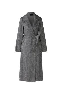 Oui Mantel Wool Blend Coat Black/Offwhite