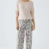 Oui Marlene Trouser Light Stone Grey Print