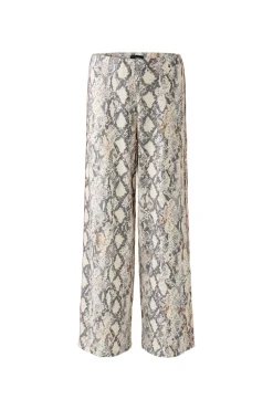 Oui Marlene Trouser Light Stone Grey Print