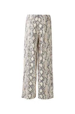 Oui Marlene Trouser Light Stone Grey Print