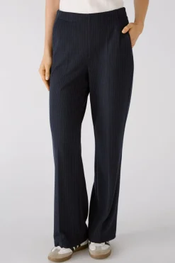 Oui Pinstripe Trousers Dark Blue/Grey