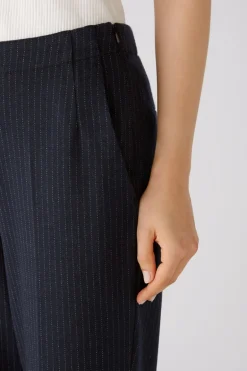 Oui Pinstripe Trousers Dark Blue/Grey