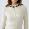 Oui Ribbed Knit Jumper Off-white