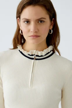 Oui Ribbed Knit Jumper Off-white