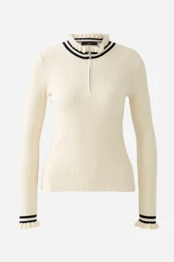 Oui Ribbed Knit Jumper Off-white
