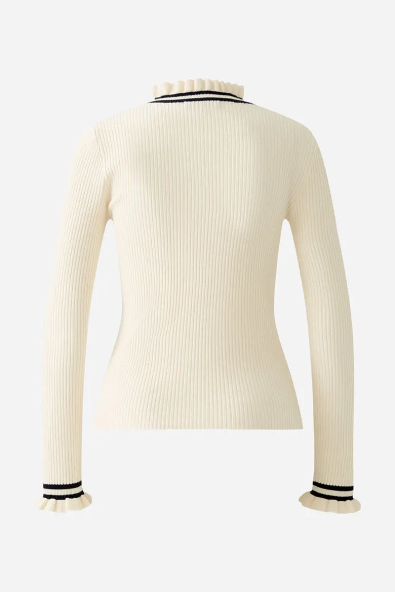 Oui Ribbed Knit Jumper Off-white