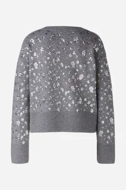 Oui Shiny Sequined Knit Sweater Grey