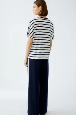 Oui Striped T-Shirt White/Navy