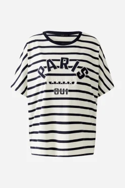 Oui Striped T-Shirt White/Navy