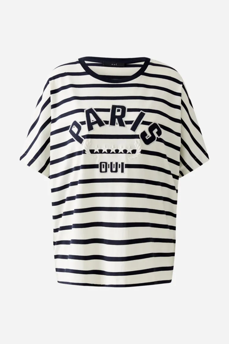 Oui Striped T-Shirt White/Navy
