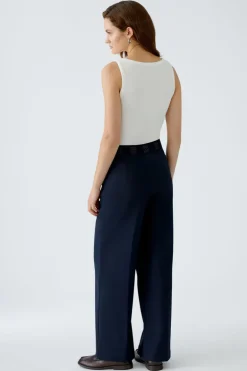 Oui Trousers Dark Navy