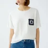 Oui T-Shirt With Crocheted Pocket Off-white